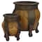 Brown Decorative Rounded Wood Planters Set